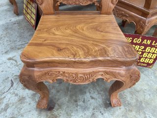 Bàn ăn nguyên khối siêu vip kết hợp 8 ghế louis hoa lá tây gỗ hương đá (Anh Thịnh, Thanh Hóa) 20 mặt ngồi ván tràn liền tấm