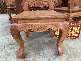 Bàn ăn nguyên khối siêu vip kết hợp 8 ghế louis hoa lá tây gỗ hương đá (Anh Thịnh, Thanh Hóa) 21 hệ chân louis hoàng gia chạm lá tây