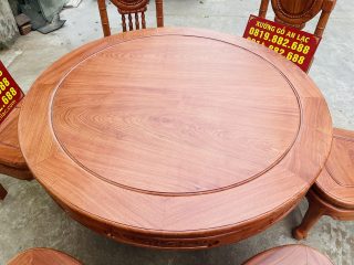 Bàn ăn tròn 6 ghế louis mẫu đồng hồ cổ điển gỗ hương đá (Anh Tài, Vĩnh Phúc) 9 bàn ăn tròn đường kính 1m17