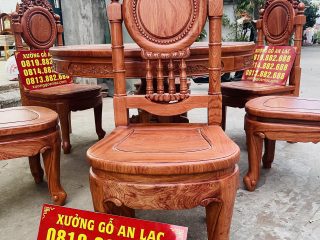 Bàn ăn tròn 6 ghế louis mẫu đồng hồ cổ điển gỗ hương đá (Anh Tài, Vĩnh Phúc) 12 ghế louis mẫu đồng hồ cổ điển