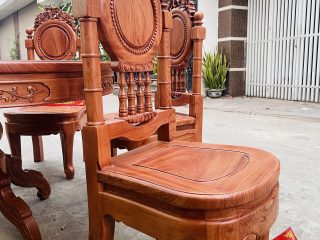Bàn ăn tròn 6 ghế louis mẫu đồng hồ cổ điển gỗ hương đá (Anh Tài, Vĩnh Phúc) 13 mẫu ghế louis lưng cao không tay