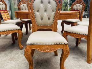Bàn ăn tròn 8 ghế louis bọc đệm gỗ gõ đỏ cao cấp (Anh Tú, Hai Bà Trưng - Hà Nội) 23 mẫu ghế louis hoàng gia tân cổ điển