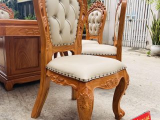 Bàn ăn tròn 8 ghế louis bọc đệm gỗ gõ đỏ cao cấp (Anh Tú, Hai Bà Trưng - Hà Nội) 24 ghế ăn lưng cao không tay