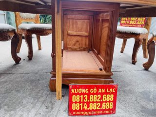 Bàn ăn tròn 8 ghế louis bọc đệm gỗ gõ đỏ cao cấp (Anh Tú, Hai Bà Trưng - Hà Nội) 21 phần tủ chân bàn 2 cánh mở