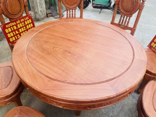Mẫu bàn ăn tròn 8 ghế louis cổ điển gỗ hương đá cao cấp (Anh Thông, Thái Nguyên) 12 bàn ăn tròn đường kính 1m17