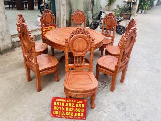 Mẫu bàn ăn tròn 8 ghế louis cổ điển gỗ hương đá cao cấp (Anh Thông, Thái Nguyên) 15 bộ bàn ăn gỗ hương đá