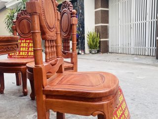 Mẫu bàn ăn tròn 8 ghế louis cổ điển gỗ hương đá cao cấp (Anh Thông, Thái Nguyên) 18 ghế ăn lưng cao không tay