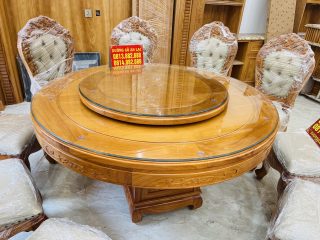 bàn ăn tròn ghế louis hoàng gia