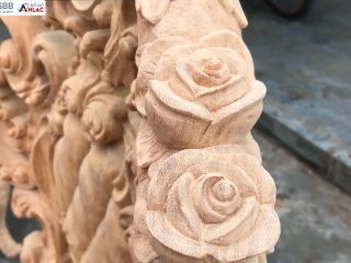 Bản mộc bộ bàn ăn hoàng gia 10 ghế louis gỗ gõ đỏ hàng vip (Anh Tịnh, Thanh Hóa) 20 hoa tiết hoa hồng trên vai ghế