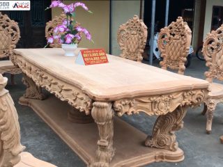 Bản mộc bộ bàn ăn hoàng gia 10 ghế louis gỗ gõ đỏ hàng vip (Anh Tịnh, Thanh Hóa) 12 bộ bàn ăn louis hoàng gia vip