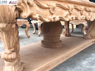 Bản mộc bộ bàn ăn hoàng gia 10 ghế louis gỗ gõ đỏ hàng vip (Anh Tịnh, Thanh Hóa) 15 trụ bàn dạng con tiện tròn