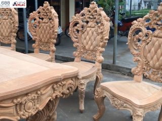 Bản mộc bộ bàn ăn hoàng gia 10 ghế louis gỗ gõ đỏ hàng vip (Anh Tịnh, Thanh Hóa) 16 Trọn bộ 10 ghế đơn louis hoàng gia