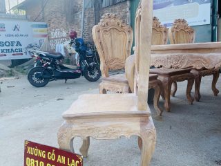 Bản mộc bộ bàn ăn hoàng gia 8 ghế louis gỗ gõ đỏ cao cấp (Chú Học, Vĩnh Phúc) 21 góc nghiêng của mẫu ghế louis hoàng gia