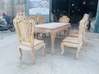 Bản mộc bộ bàn ăn hoàng gia 8 ghế louis gỗ gõ đỏ cao cấp (Chú Học, Vĩnh Phúc) 13 bộ bàn ăn 8 ghế cao cấp