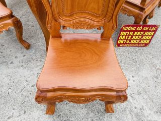Bộ bàn ăn 8 ghế phong cách hoàng gia gỗ gõ đỏ (Anh Thế, Hải Phòng) 21 mặt ngồi ván tràn nguyên tấm