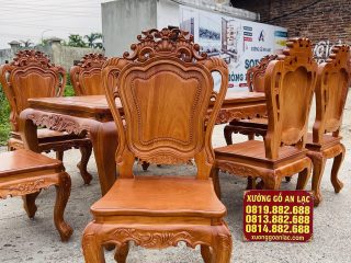 Bộ bàn ăn 8 ghế phong cách hoàng gia gỗ gõ đỏ (Anh Thế, Hải Phòng) 23 bộ bàn ghế ăn louis hoàng gia