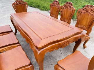 Bộ bàn ăn 8 ghế phong cách hoàng gia gỗ gõ đỏ (Anh Thế, Hải Phòng) 15 bàn ăn louis hoàng gia
