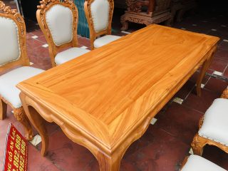 Bộ bàn ăn louis 6 ghế hoàng gia bọc đệm cao cấp (Anh Tuyên, Đà Nẵng) 13 bàn ăn hoàng gia gỗ gõ đỏ