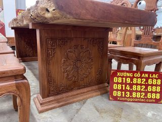 chân bàn nguyên khối 10p đục hoa lá tây