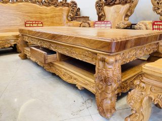 bàn trà louis 2 tầng có ngăn kéo