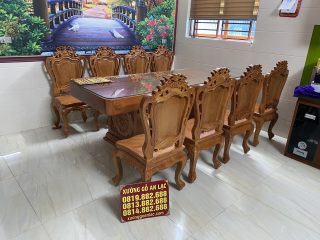 mẫu bàn ghế ăn louis gỗ gõ đỏ