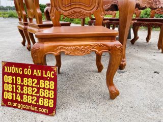 Mẫu bàn ăn hoàng gia 6 ghế louis gỗ gõ cao cấp (Chị Huyền, Nam Định) 22 hệ chân yếm louis hoàng gia