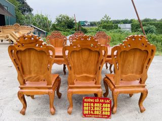 Mẫu bàn ăn hoàng gia 6 ghế louis gỗ gõ cao cấp (Chị Huyền, Nam Định) 14 mẫu bàn ăn hoàng gia gỗ gõ đỏ
