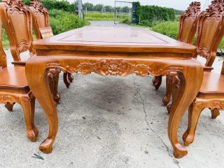 Mẫu bàn ăn hoàng gia 6 ghế louis gỗ gõ cao cấp (Chị Huyền, Nam Định) 17 hệ chân yếm louis hoàng gia