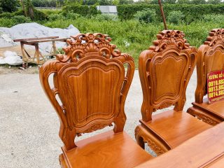 Mẫu bàn ăn hoàng gia 6 ghế louis gỗ gõ cao cấp (Chị Huyền, Nam Định) 18 bộ bàn ăn louis hàng cao cấp