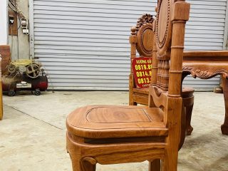 Mẫu bàn ăn hoàng gia 8 ghế louis cổ điển gỗ hương đá (Chị Nhi, Long Biên) 19 ghế ăn lưng cao không tay