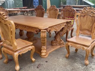 trọn bộ 8 ghế ăn louis