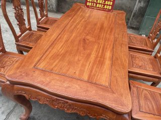 Bộ bàn ăn louis hoàng gia 6 ghế cây đàn gỗ hương đá cao cấp (Anh Nam, Hà Nội) 13 bàn ăn chữ nhật gỗ hương đá