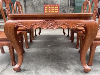Bộ bàn ăn louis hoàng gia 6 ghế cây đàn gỗ hương đá cao cấp (Anh Nam, Hà Nội) 14 hệ chân yếm louis hoàng gia