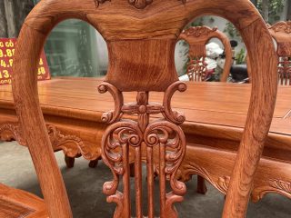 Bộ bàn ăn louis hoàng gia 6 ghế cây đàn gỗ hương đá cao cấp (Anh Nam, Hà Nội) 19 tựa lưng mẫu ghế cây đàn