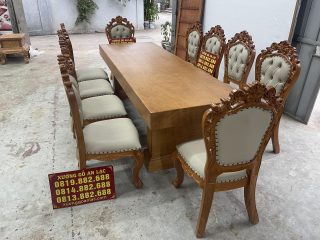 bộ bàn ăn 10 ghế louis