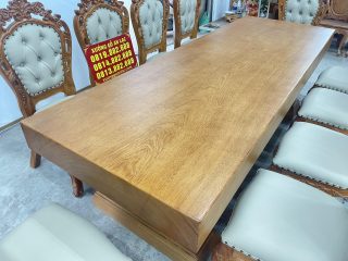 mẫu bàn ăn nguyên khối gỗ gõ đỏ