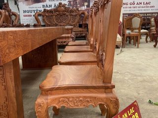 bàn ăn 8 ghế louis gỗ hương