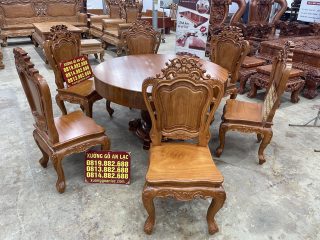 bàn ăn nguyên khối 10 ghế louis