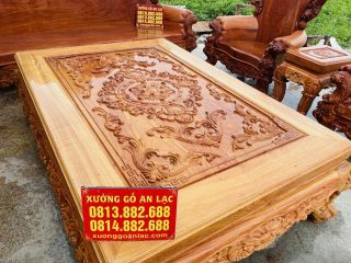 bàn trà mặt đục hoa lá tây